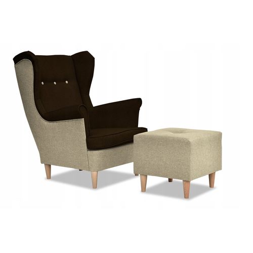 Fauteuil à Oreilles Scandinave Ari Duo, Sable Brun/beige