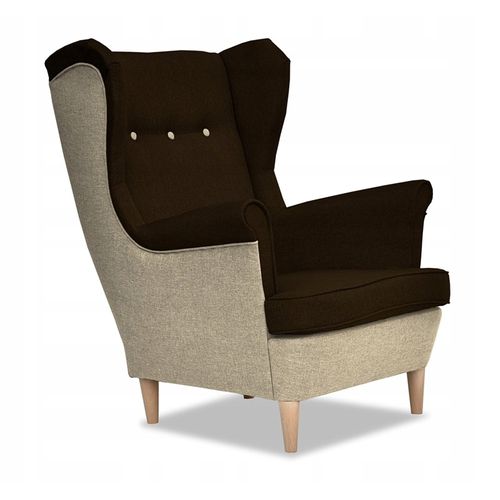 Fauteuil à Oreilles Scandinave Ari Duo, Sable Brun/beige