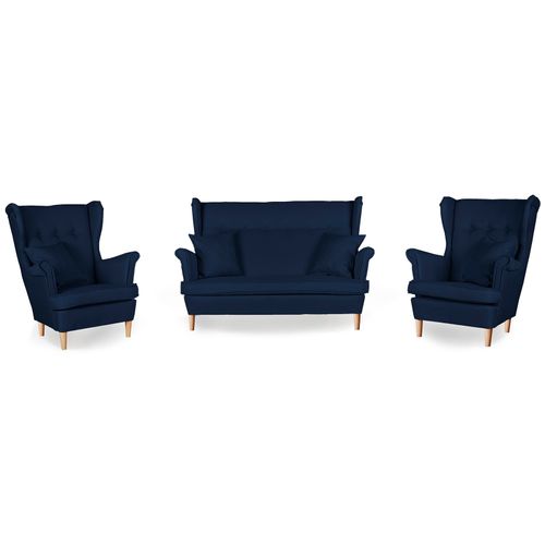 Canapé Ari Scandinave à Oreilles, Non Convertible, Bleu Marine