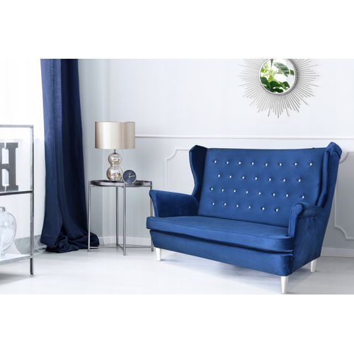 Canapé Ari Scandinave à Oreilles, Non Convertible, Bleu Marine