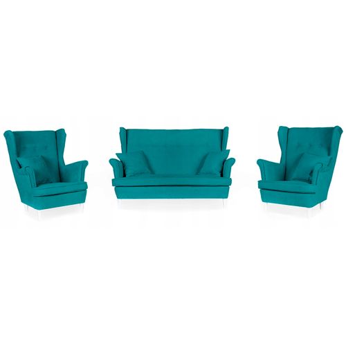 Canapé à Oreilles Ari, Style Scandinave, Non Convertible, En Velours Turquoise