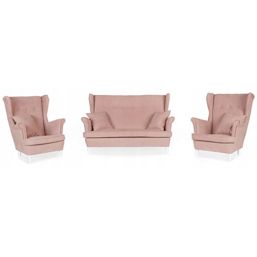 Canapé Scandinave Ari Non Convertible, Style à Oreilles, Rose Poudré