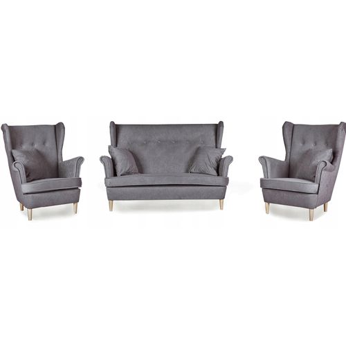 Canapé Scandinave Ari à Oreilles, Non Convertible, En Velours Gris