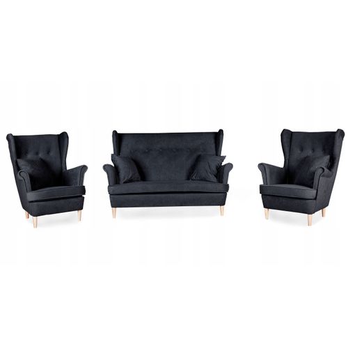 Canapé Uszak Ari Scandinave (non Convertible), Velours Noir