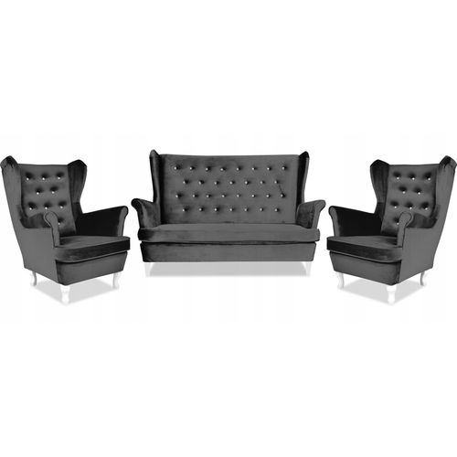 Canapé Diana à Oreilles — Style Scandinave, En Velours, Non Convertible