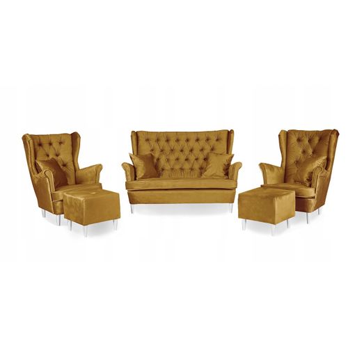 Canapé à Oreilles Gaja, Style Scandinave, Non Convertible, Moutarde