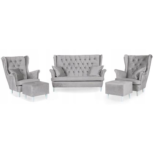 Canapé à Oreilles Gaja, Style Scandinave, Non Convertible, Gris Clair