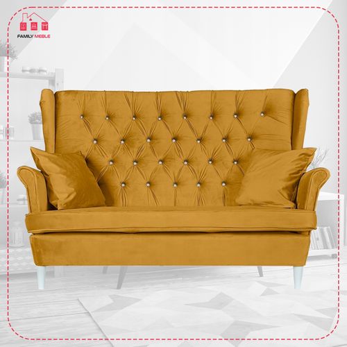 Canapé Scandinave Gaja à Oreilles, Non Convertible — Family Glamour, Jaune