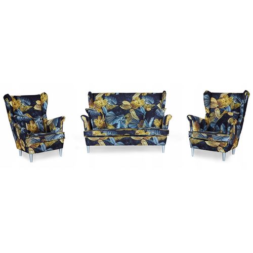 Ensemble Canapé Et Fauteuils Ari Print, Au Style Scandinave, Avec Fauteuils à Oreilles