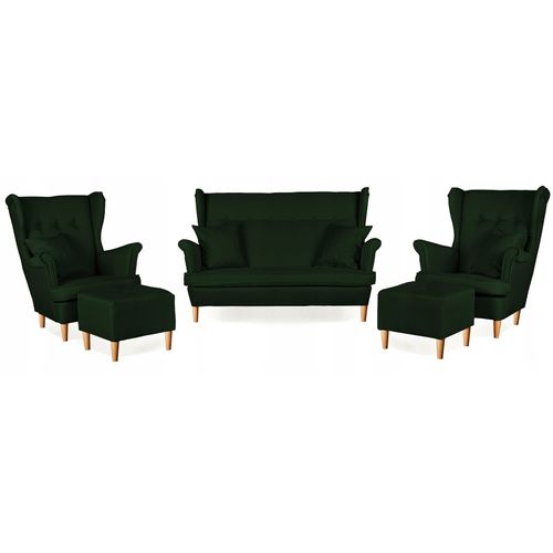 Ensemble Complet De Salon Ari - Canapé, Fauteuils à Oreilles Et Poufs