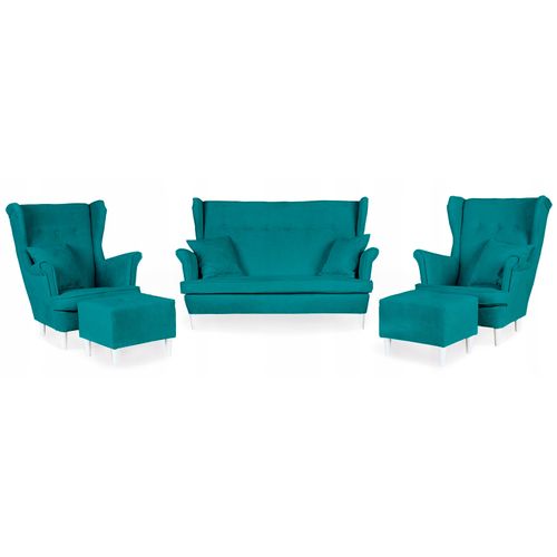 Ari — Ensemble Complet De Meubles De Salon, Style Fauteuil à Oreilles - Canapé, Fauteuils Et Poufs