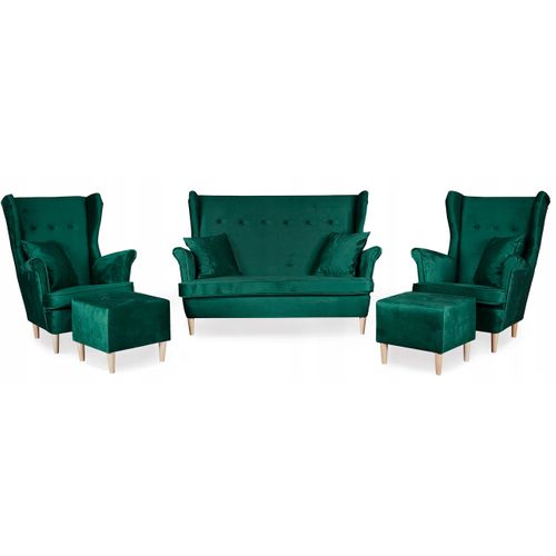 Ensemble De Salon Ari De — Canapé, Fauteuils à Oreilles Et Poufs, Complet