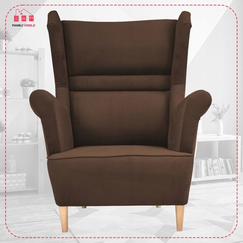 Fauteuil à Oreilles Scandinave Zoja Par — Brun Cacao Café