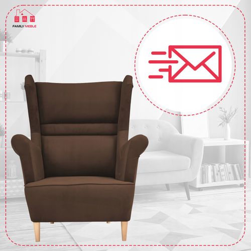 Fauteuil à Oreilles Scandinave Zoja Par — Brun Cacao Café