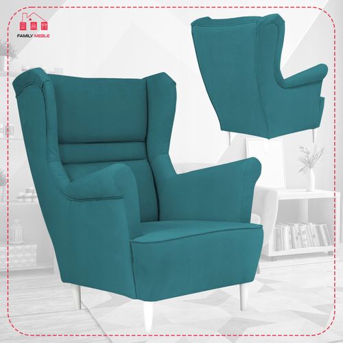 Fauteuil Scandinave à Oreilles Zoja — Turquoise / Bleu / Bleu Océan