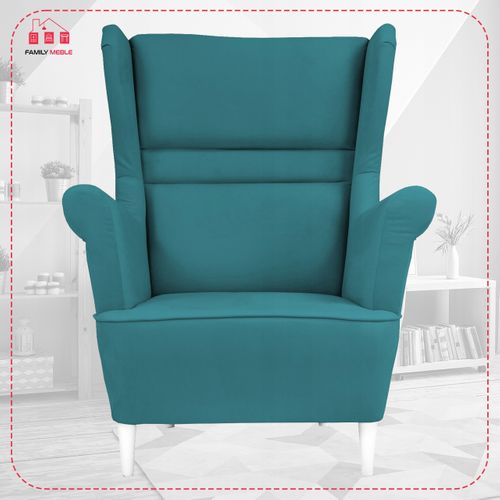 Fauteuil Scandinave à Oreilles Zoja — Turquoise / Bleu / Bleu Océan