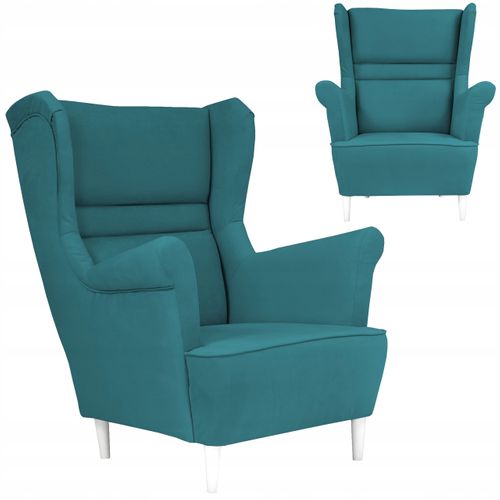 Fauteuil Scandinave à Oreilles Zoja — Turquoise / Bleu / Bleu Océan