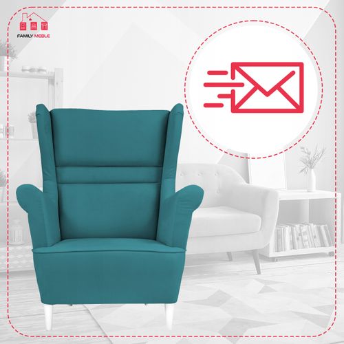 Fauteuil Scandinave à Oreilles Zoja — Turquoise / Bleu / Bleu Océan