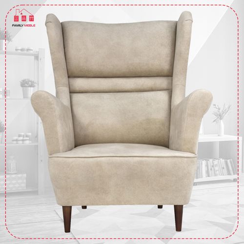 Fauteuil à Oreilles Zoja, Style Scandinave, Coloris Crème, Beige, Ivoire