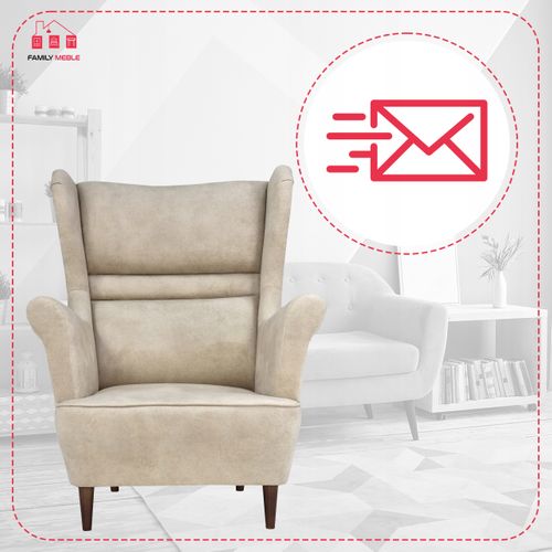 Fauteuil à Oreilles Zoja, Style Scandinave, Coloris Crème, Beige, Ivoire