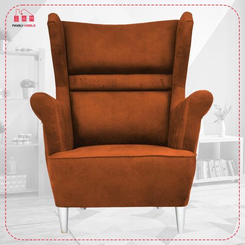 Fauteuil à Oreilles Scandinave Zoja — Cuivré / Orange Roux