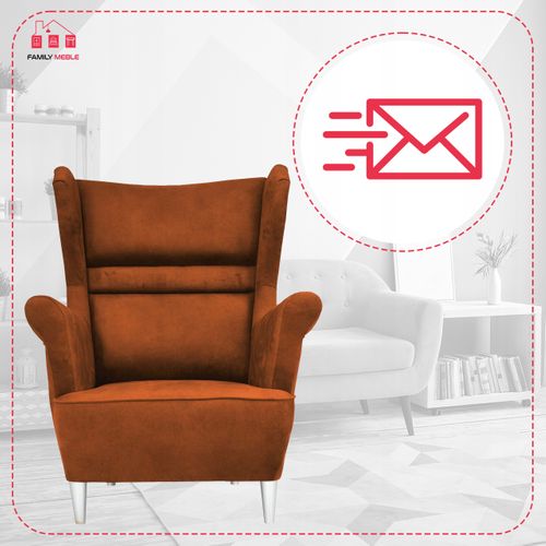 Fauteuil à Oreilles Scandinave Zoja — Cuivré / Orange Roux