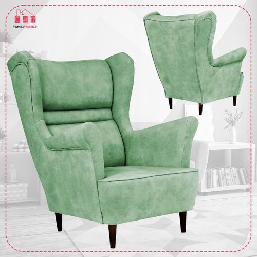 Fauteuil à Oreilles Scandinave Zoja — Vert Menthe, Pistache, Vert Patiné