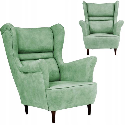 Fauteuil à Oreilles Scandinave Zoja — Vert Menthe, Pistache, Vert Patiné