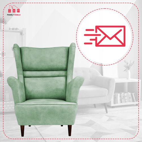 Fauteuil à Oreilles Scandinave Zoja — Vert Menthe, Pistache, Vert Patiné