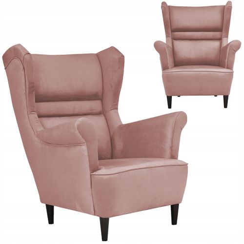 Fauteuil à Oreilles Scandinave Zoja Par — Lilas / Rose Poudré — Fauteuil De Lecture