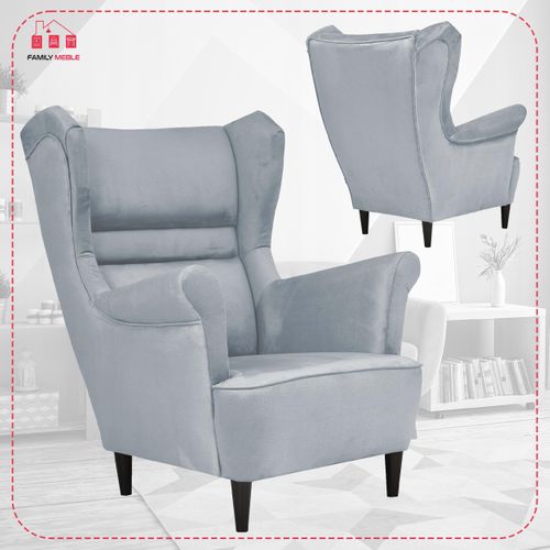 Fauteuil à Oreilles Zoja, Style Scandinave — Acier Gris-bleu