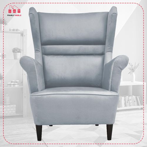Fauteuil à Oreilles Zoja, Style Scandinave — Acier Gris-bleu