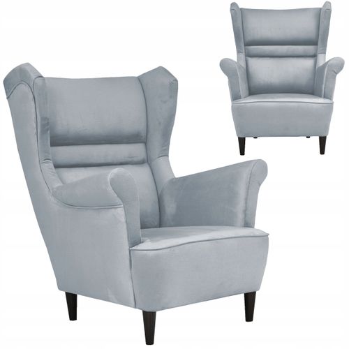 Fauteuil à Oreilles Zoja, Style Scandinave — Acier Gris-bleu