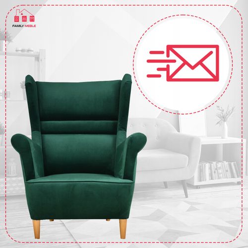 Fauteuil à Oreilles Zoja — Au Design Scandinave Revêtement De Type Kronos, Vert Bouteille