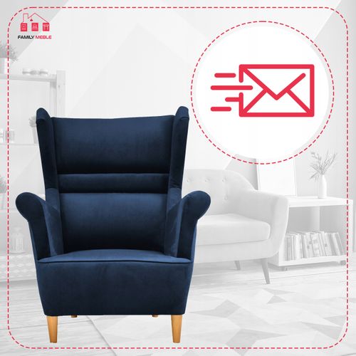 Fauteuil Scandinave à Oreilles Zoja, Au Design Confortable, Coloris Bleu Marine / Bleu / Cobalt