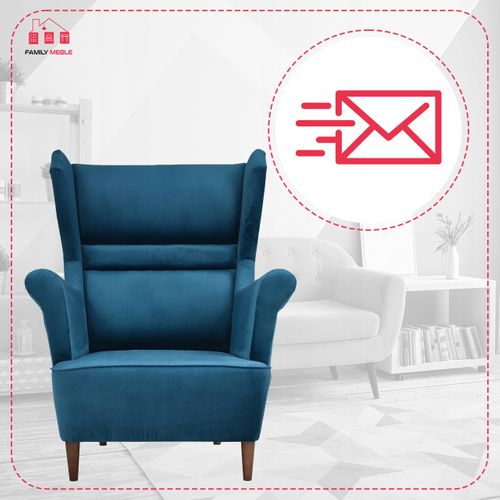 Fauteuil à Oreilles Zoja, Style Scandinave — Turquoise, Bleu, Bleu Marine