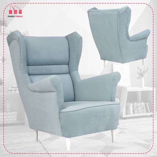 Fauteuil à Oreilles Zoja Scandinave — Bleu Pastel (profil)