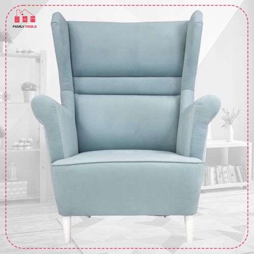 Fauteuil à Oreilles Zoja Scandinave — Bleu Pastel (profil)