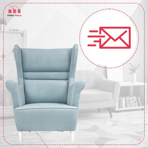 Fauteuil à Oreilles Zoja Scandinave — Bleu Pastel (profil)