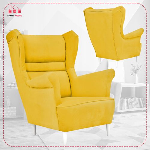 Fauteuil à Oreilles Zoja — Style Scandinave , Jaune Citron Profilé