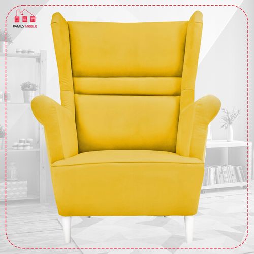 Fauteuil à Oreilles Zoja — Style Scandinave , Jaune Citron Profilé