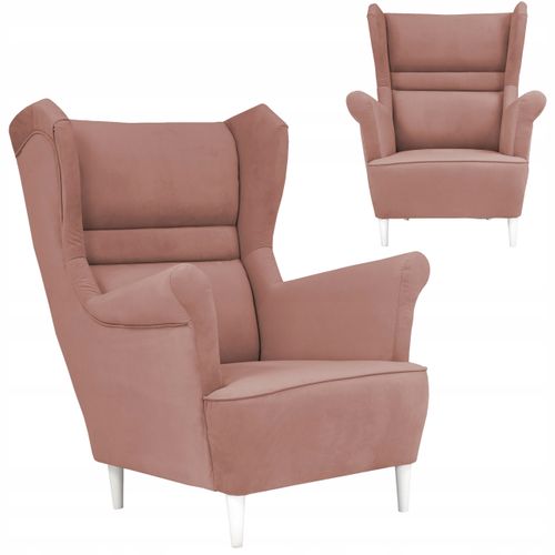 Fauteuil à Oreilles Zoja, Style Scandinave — Coloris Fraise/framboise Pour Le Salon