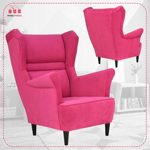 Fauteuil Scandinave à Oreilles Zoja — Fuchsia / Magenta / Rose — Confortable