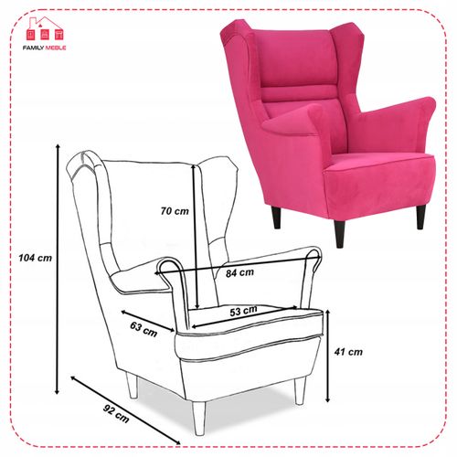 Fauteuil Scandinave à Oreilles Zoja — Fuchsia / Magenta / Rose — Confortable