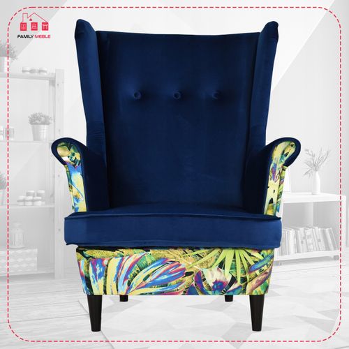 Fauteuil à Oreilles Ari Print Duo — Style Scandinave, Motif Jungle Tropical