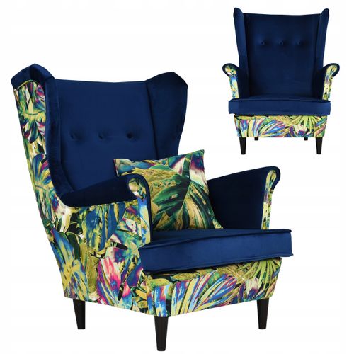 Fauteuil à Oreilles Ari Print Duo — Style Scandinave, Motif Jungle Tropical