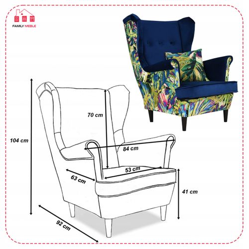 Fauteuil à Oreilles Ari Print Duo — Style Scandinave, Motif Jungle Tropical