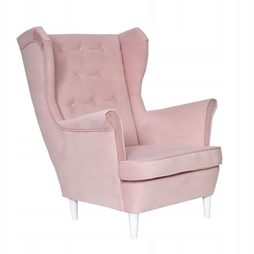Fauteuil à Oreilles Diana, Style Scandinave, Rose Poudré Pastel