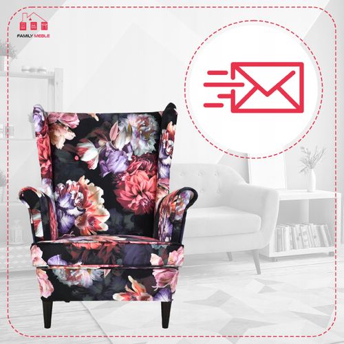Fauteuil Scandinave à Oreilles Ari Print Motif Floral En Velours Élégant