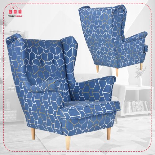 Fauteuil à Oreilles Ari Print, Style Scandinave, En Tissu Jacquard, Esprit Art Déco